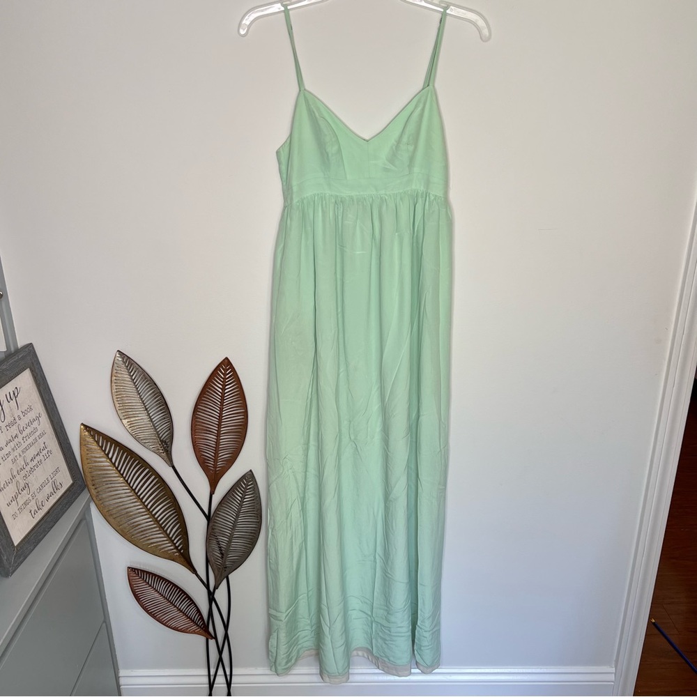 Amanda Uprichard Midi Silk Dress In Sage Size S‎ Strap Long Stretch Summer A28